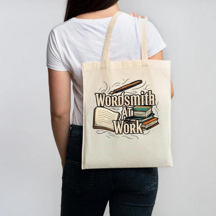 Wordsmith At Work Vintage Writer & Author Pen Book Lover Canvas Tote Bag Wordsmith At Work Vintage Writer & Author Pen Book Lover Canvas Tote Bag