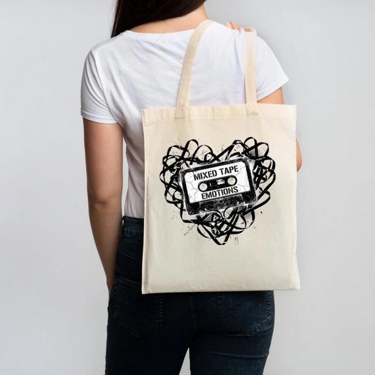 Mixed Tape Emotions Music Lover Nostalgia Quote Premium Tri-Blend Canvas Tote Bag