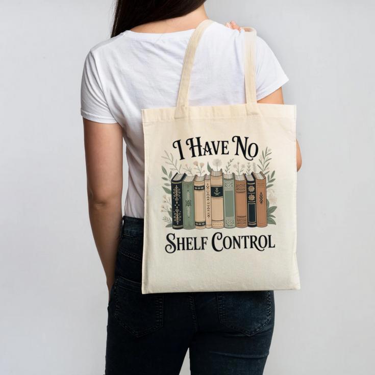 I Have No Shelf Control Book Lover Pun Reader Humor Canvas Tote Bag