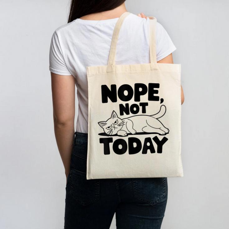 Nope Not Today Antisocial Introvert Cat Lover Men Women Kids Canvas Tote Bag