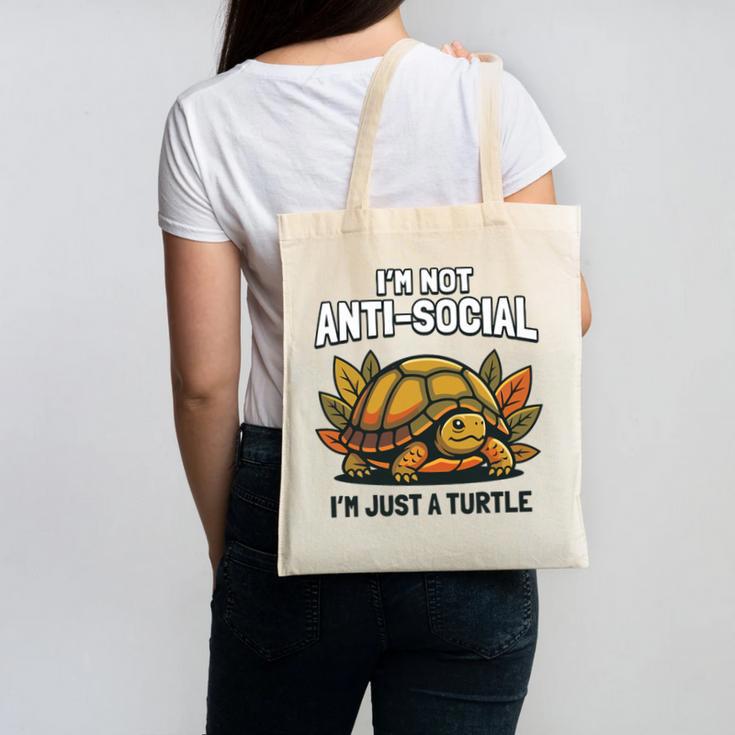 Not Anti Social Im Just A Turtle Sarcastic Introvert Humor Premium Tri-Blend Canvas Tote Bag