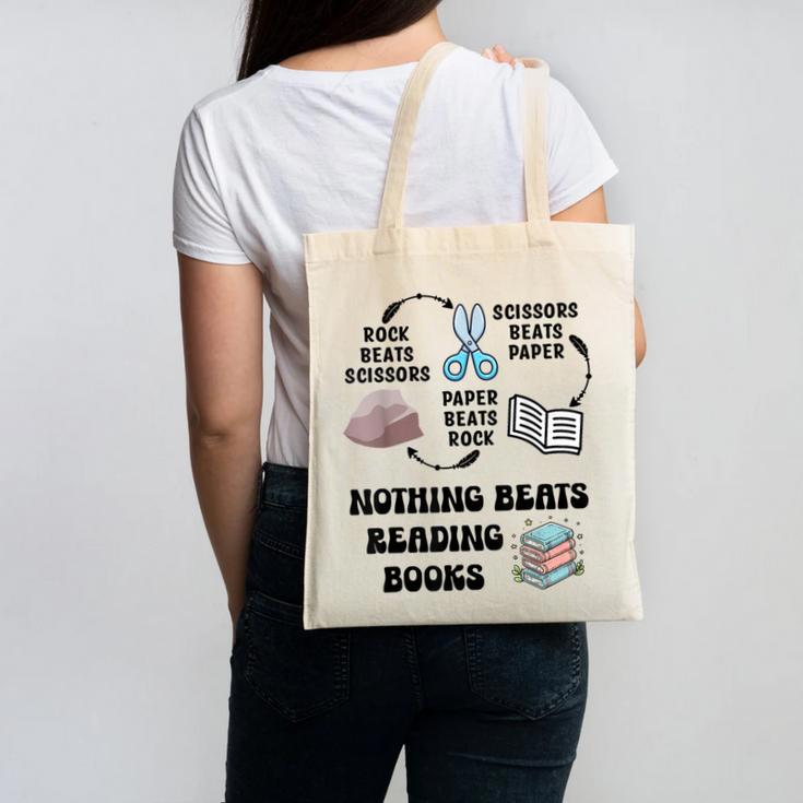 Nothing Beats Reading Rock Paper Scissors Reader Book Lover Canvas Tote Bag