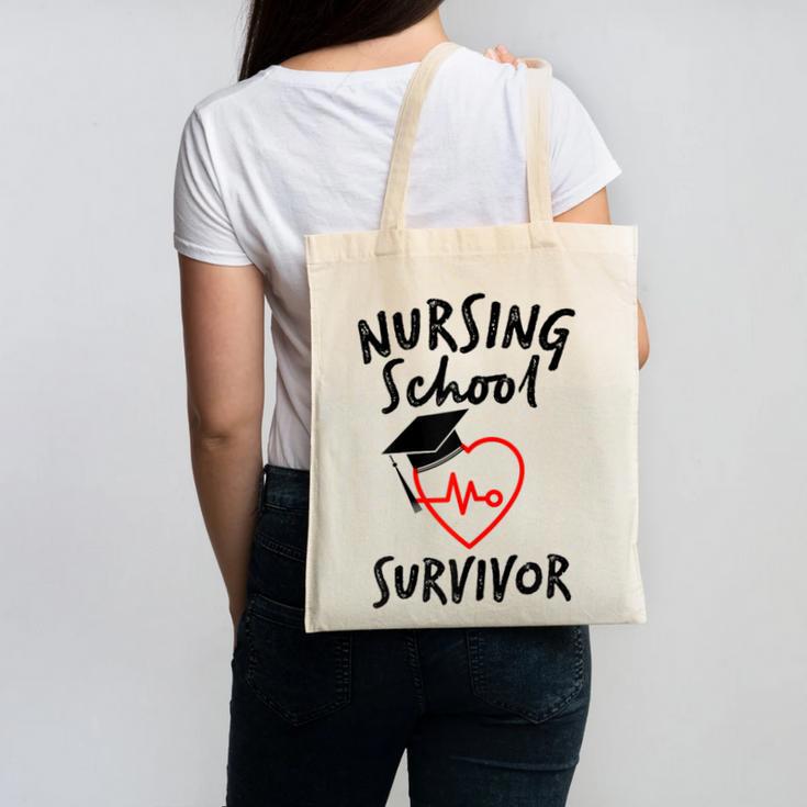 Nursing School Survivor Women Graduation RN Gift Shirt Canvas Tote Bag