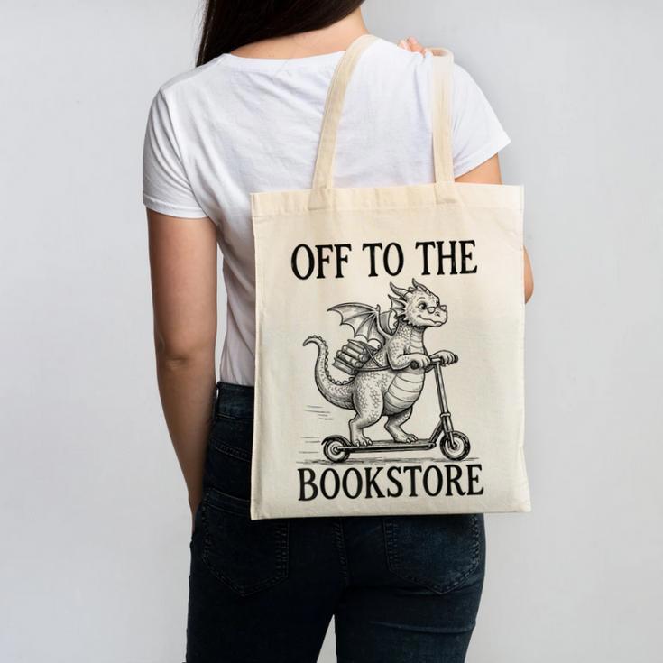 Off To The Bookstore Reading Bookworm Canvas Tote Bag