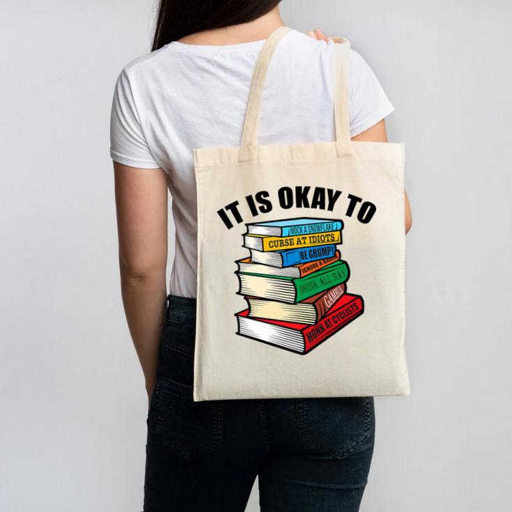 It Is Okay To Be a Grumpy Old Man Book Lover Premium Canvas Tote Bag