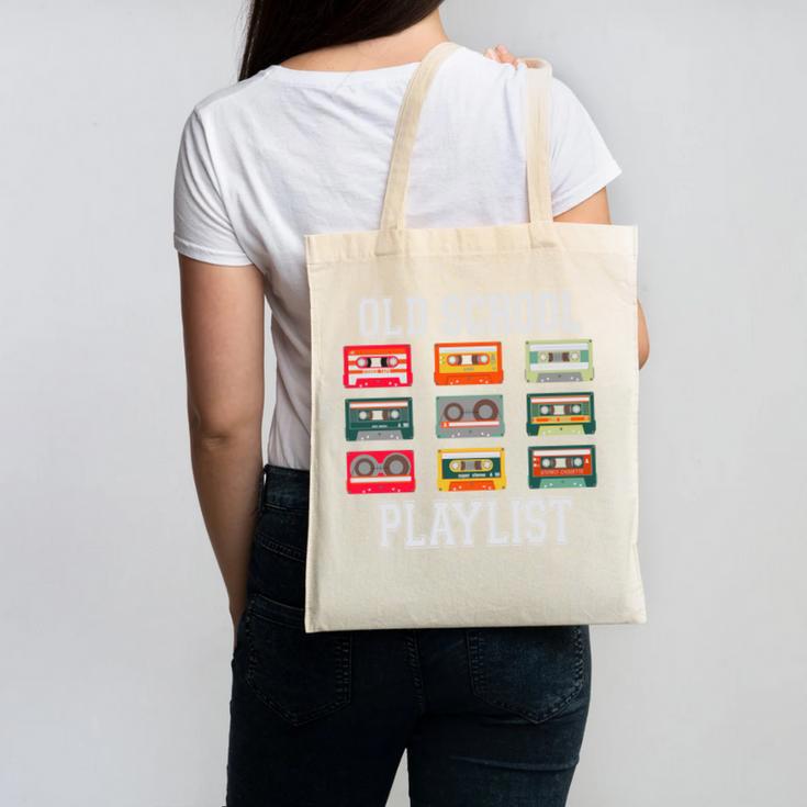 Old School Playlist Nostalgia Vibes Cassette Canvas Tote Bag