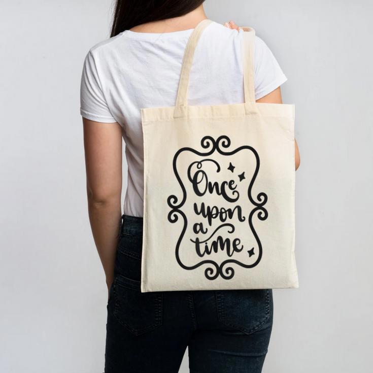 Once Upon A Time Fairytale Book Lover Reading Canvas Tote Bag