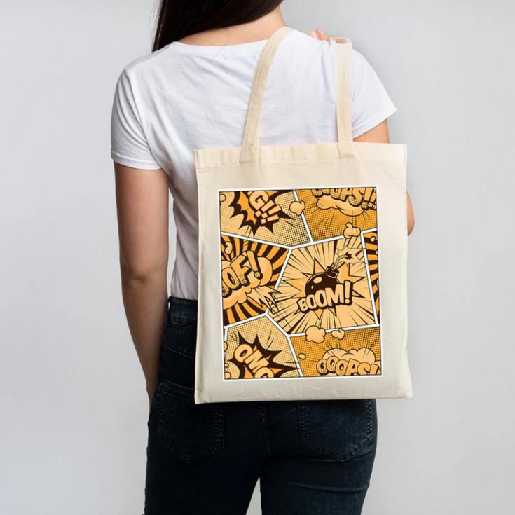Orange Comic Book Orange Color Graphic Premium Tri-Blend Canvas Tote Bag