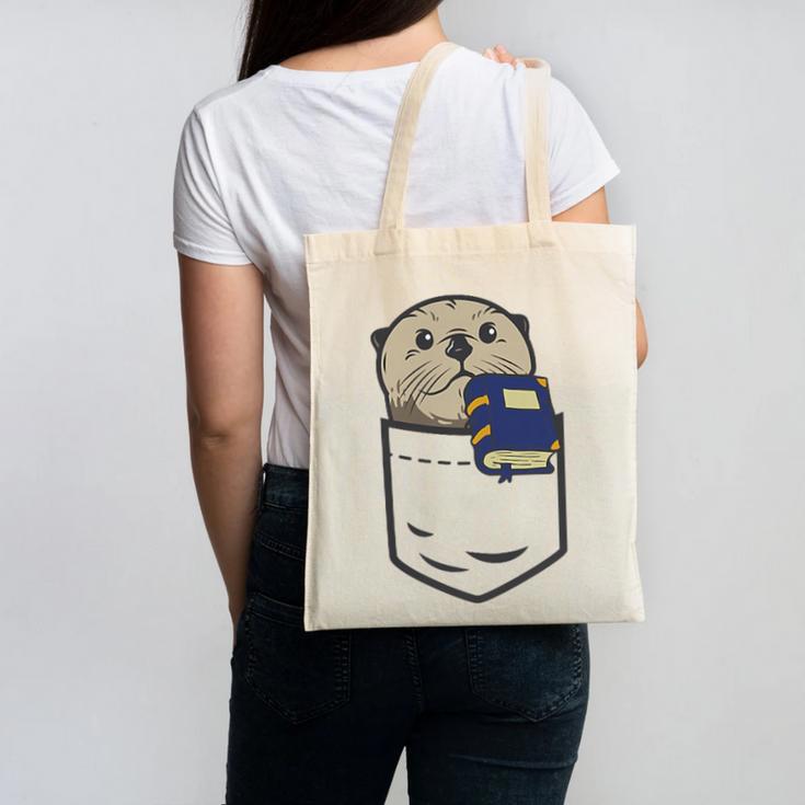 Otter Cute Read Reading Book Librarian Across America Kids Canvas Tote Bag Otter Cute Read Reading Book Librarian Across America Kids Canvas Tote Bag
