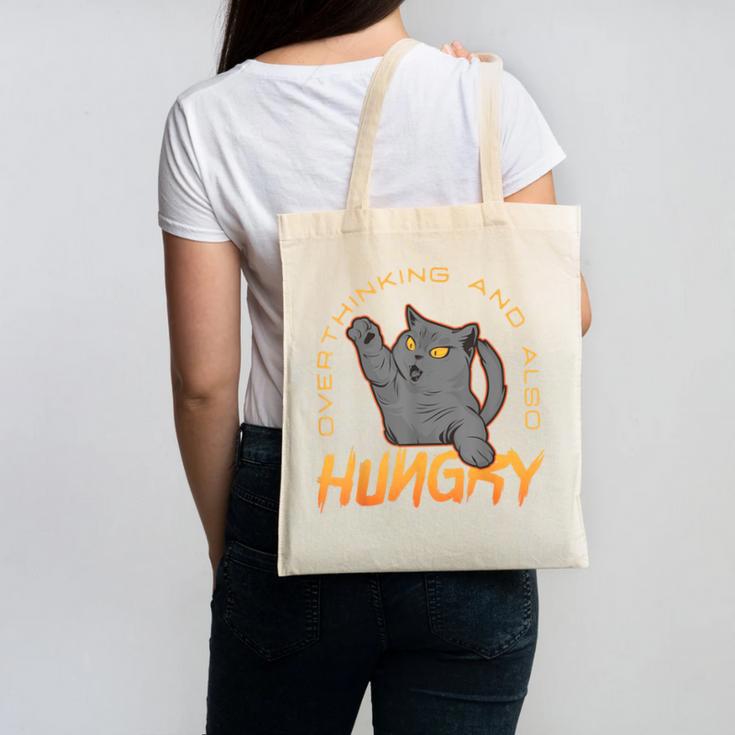 Overthinking And Also Hungry Introverted Overthinker Canvas Tote Bag