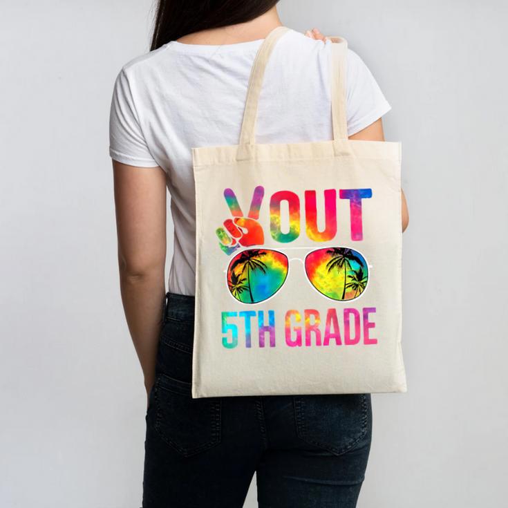 Peace Out 5th Grade Tie Dye Graduation Last Day Of School Canvas Tote Bag
