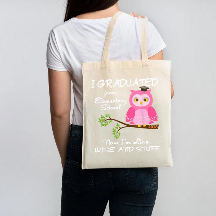 Pink I Graduated From Elementary Graduation Canvas Tote Bag