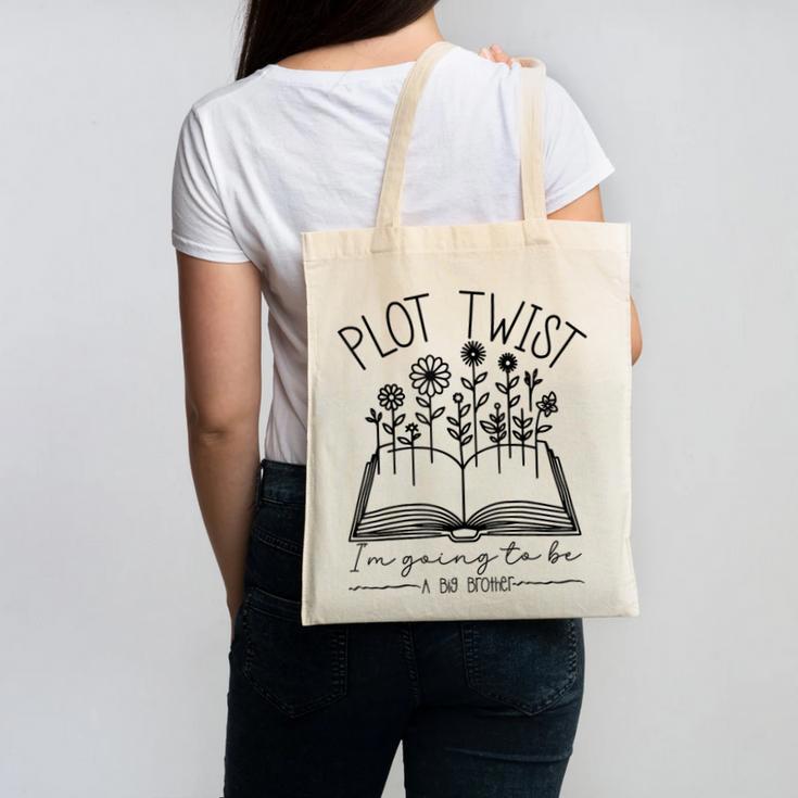 Plot Twist I'm Going To Be A Big Brothers Literary Book Boys Canvas Tote Bag