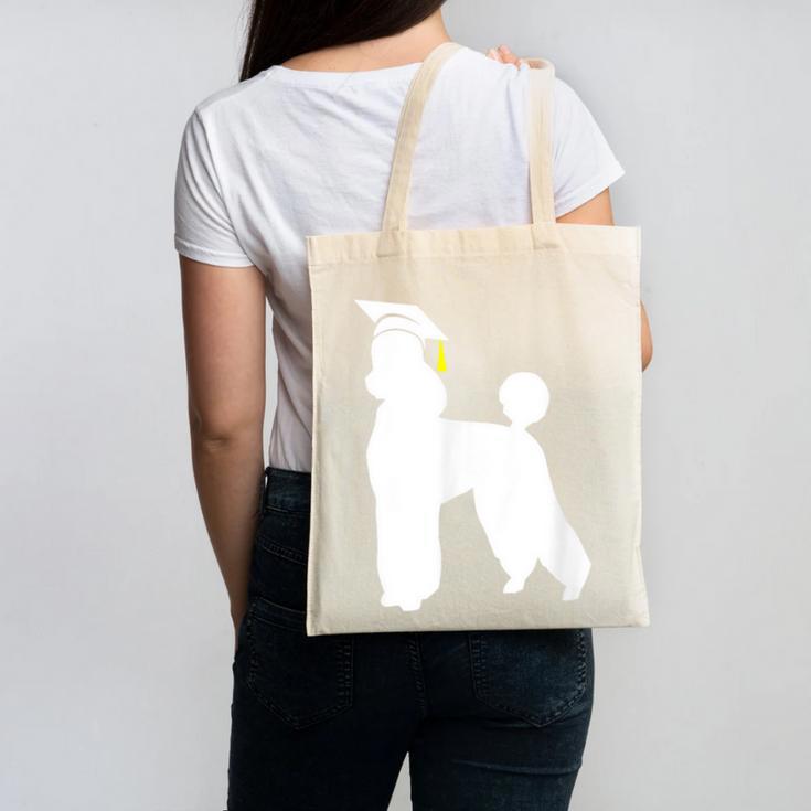 Poodle Graduation Dog Graduate Canvas Tote Bag