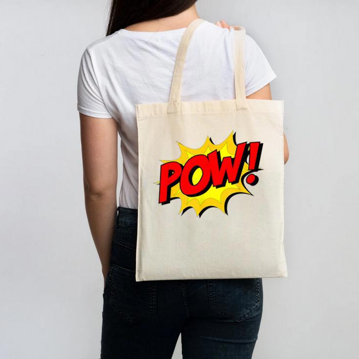 POW -Adults Kids Comic Book Cartoon Pop Art Novelty Sarcastic Canvas Tote Bag