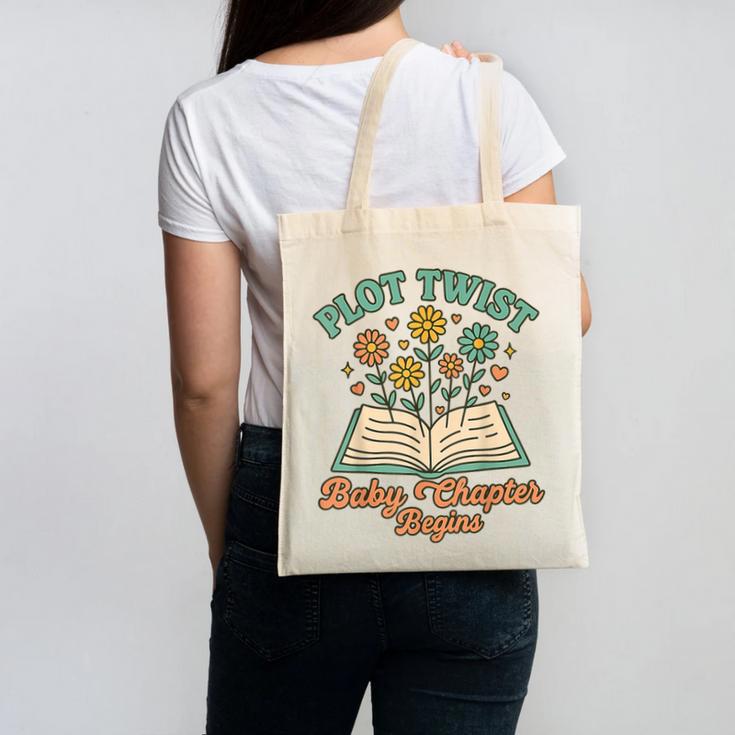 Pregnancy Announcement Book Lover Reveal Pregnant Canvas Tote Bag