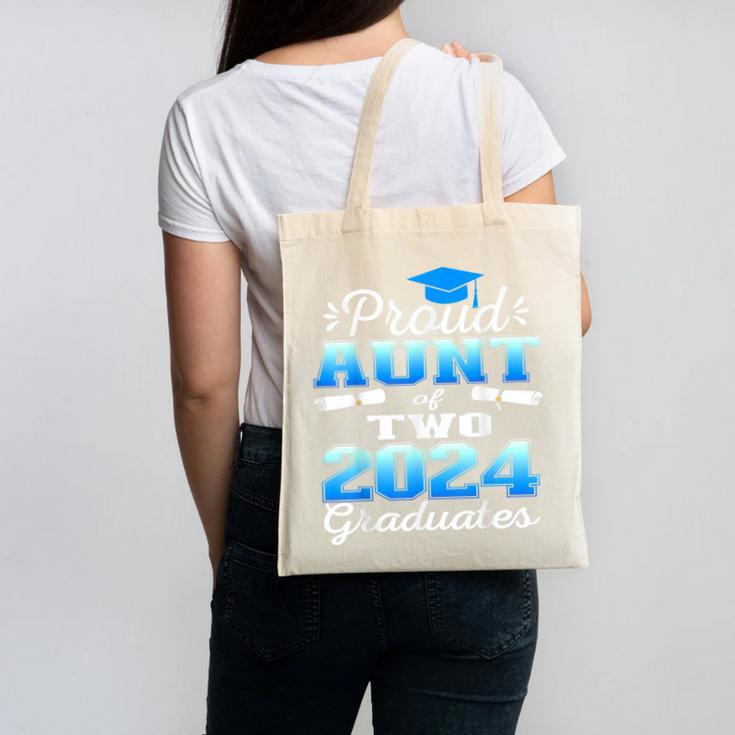 Proud Aunt Of Two 2024 Graduate Class 2024 Graduation Family Canvas Tote Bag