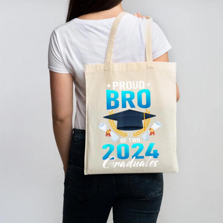 Proud Brother Of Two 2024 Graduates Twin Family Graduation Canvas Tote Bag