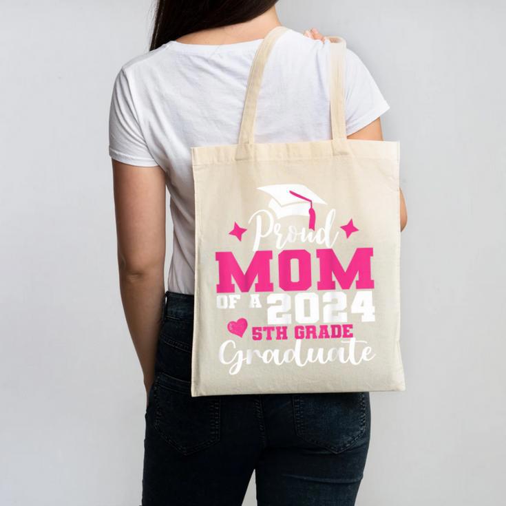 Proud Mom Of 2024 5th Grade Graduate Mother Graduation Canvas Tote Bag