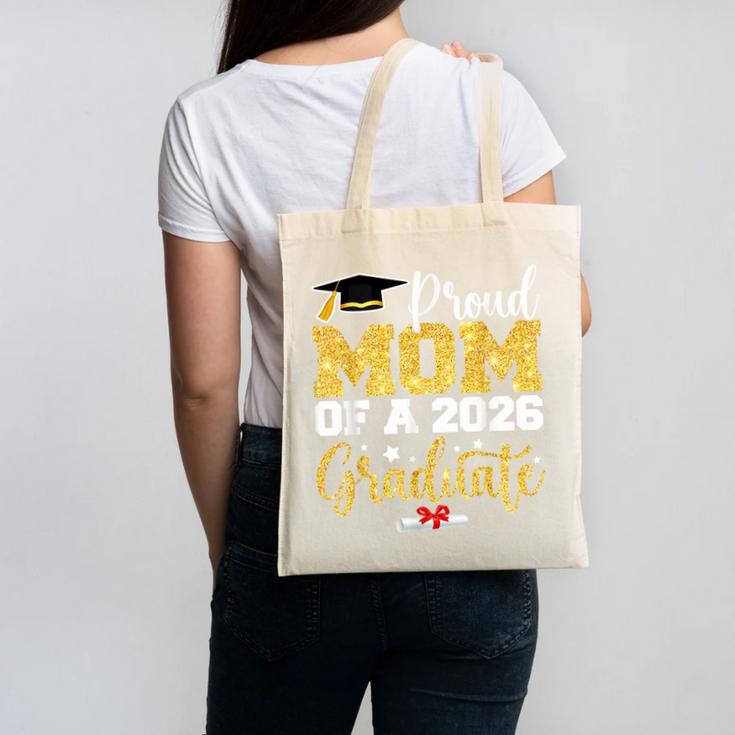 Proud Mom Of A Class Of 2026 Graduate Senior Gold Graduation Canvas Tote Bag