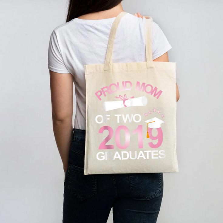 Proud Mom Of Two 2019 Graduates Twin Mama Mother Graduation Canvas Tote Bag