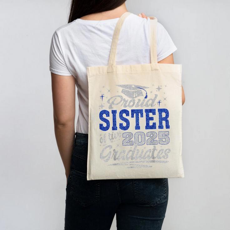 Proud Sister Of Two Class Of 2025 Graduates Twins Graduation Canvas Tote Bag