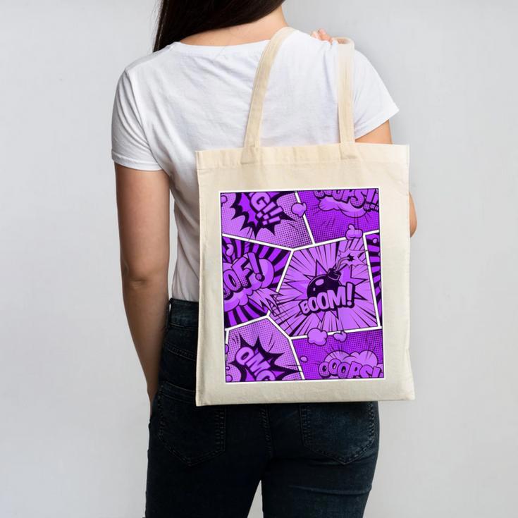 Purple Comic Book Purple Color Graphic Canvas Tote Bag
