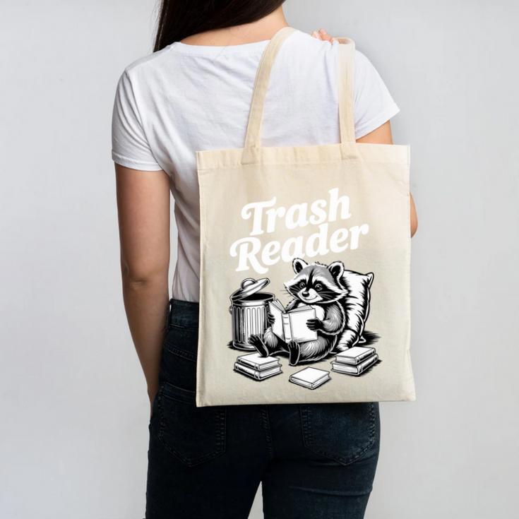 Raccoon Reading A Book Vintage Trash Reader Canvas Tote Bag