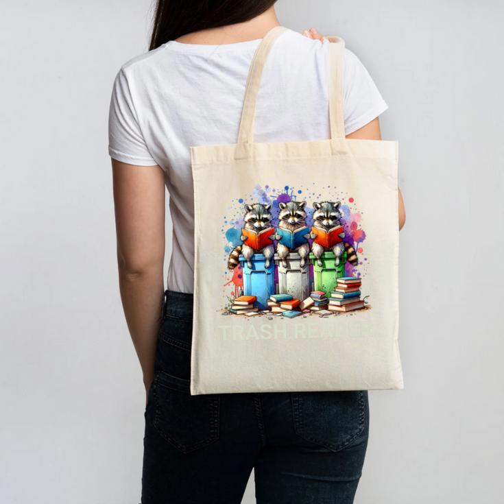 Racoons Trash Reader Book Lover Romantic Novels Premium Canvas Tote Bag