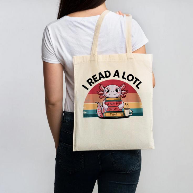 I Read Alotl Axolotl Retro Reading Books Lover Vintage Canvas Tote Bag
