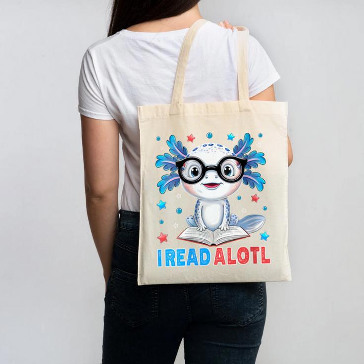 I Read Alotl Cute Axolotl Reading Book Lover Canvas Tote Bag