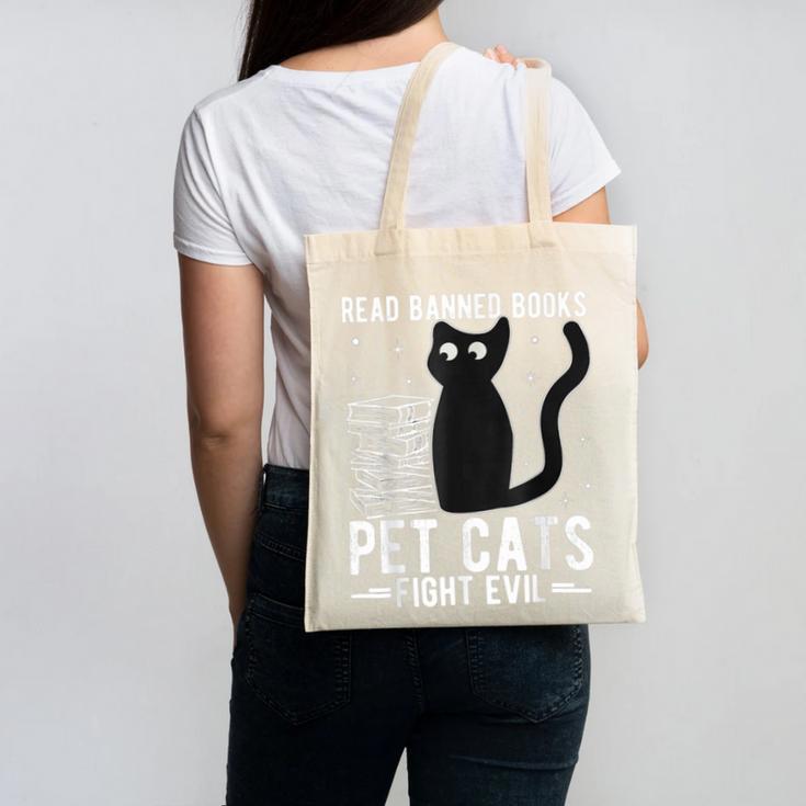 Read Banned Books Pet Cats Fight Evil Read Banned Books Canvas Tote Bag