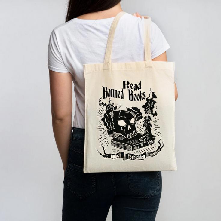Read Banned Books Unlock Forbidden Knowledge Canvas Tote Bag