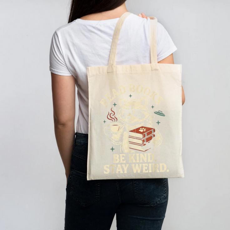 Read Books Be Kind Stay Weird Raccoon Coffee Lover Reading Canvas Tote Bag Read Books Be Kind Stay Weird Raccoon Coffee Lover Reading Canvas Tote Bag