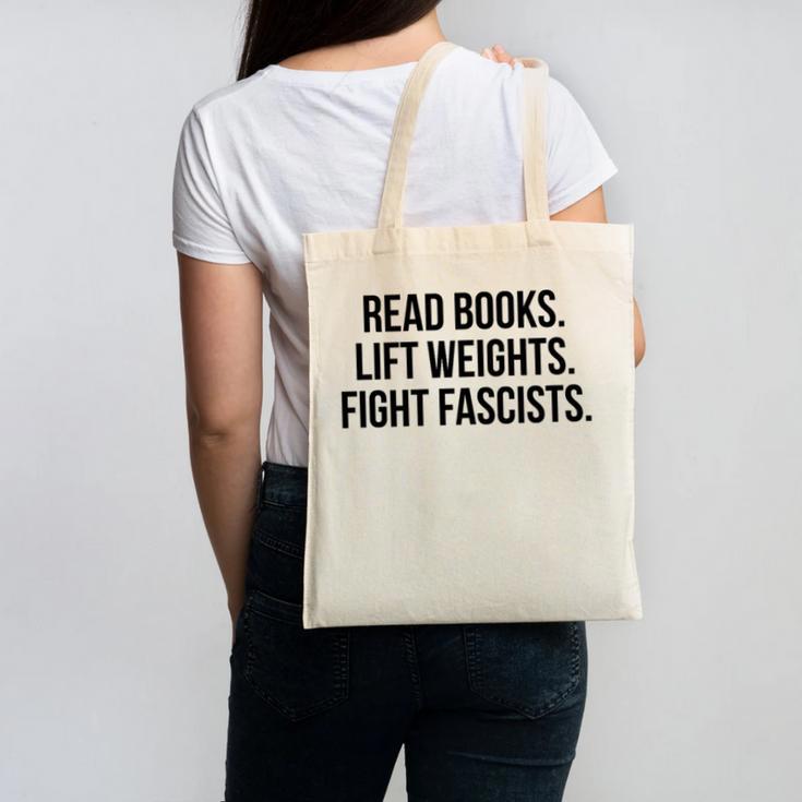 Read Books Lift Weights Fight Fascists Premium Tri-Blend Canvas Tote Bag