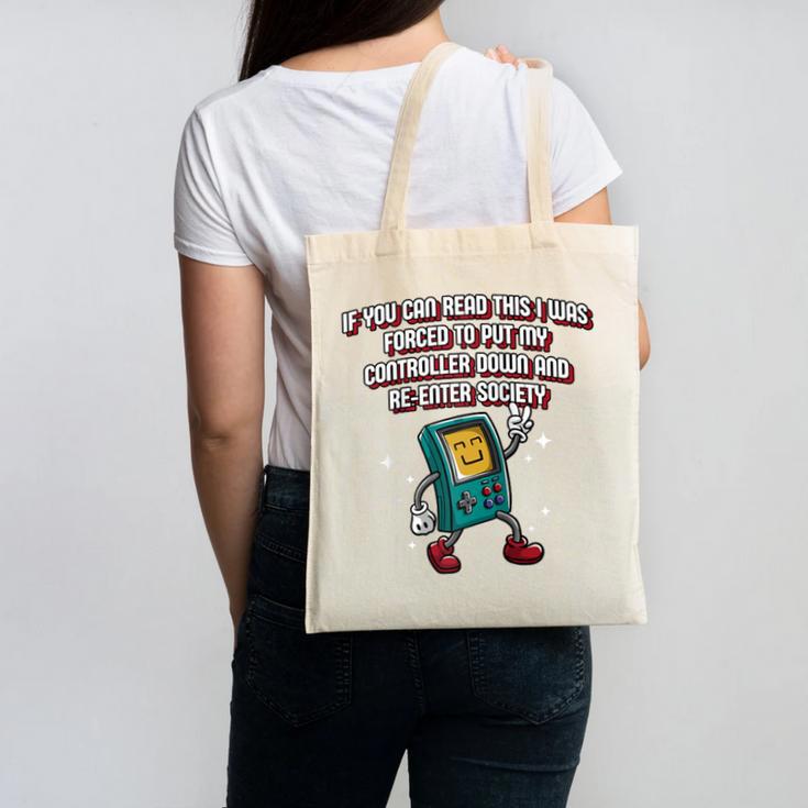 If You Can Read This Gamer Humor Gaming Introvert Raglan Baseball Tee Canvas Tote Bag