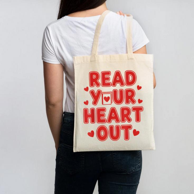 Read Your Heart Out Book Lover Reading Teachers Kids Canvas Tote Bag