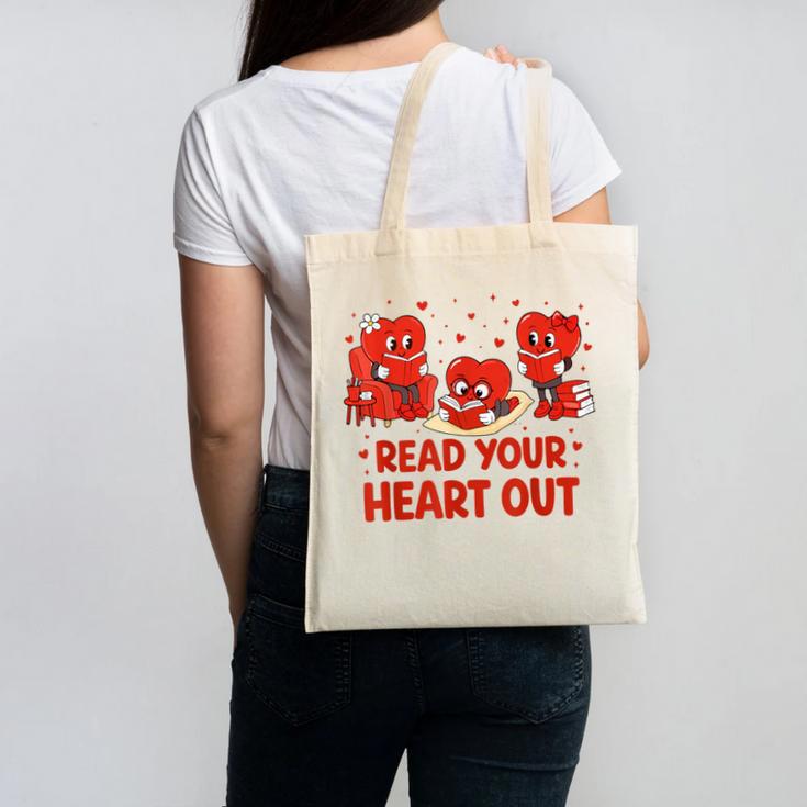Read Your Heart Out Valentine Teacher Bookworm Lover Canvas Tote Bag