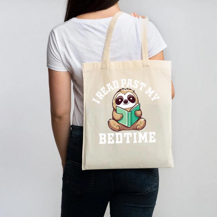 I Read Past My Bedtime Reading Sloth Book Lover Canvas Tote Bag