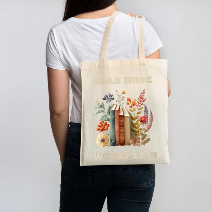 Read More Worry Less Book Lovers Motivational Quote Bookish Canvas Tote Bag Read More Worry Less Book Lovers Motivational Quote Bookish Canvas Tote Bag