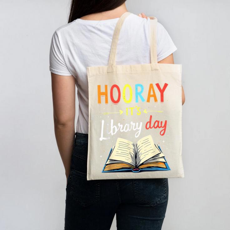 Reading Books Bibliophile Hooray It's Library Day Canvas Tote Bag Reading Books Bibliophile Hooray It's Library Day Canvas Tote Bag