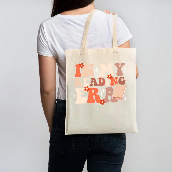 In My Reading Era Groovy Book Lovers Library Reading Women Canvas Tote Bag
