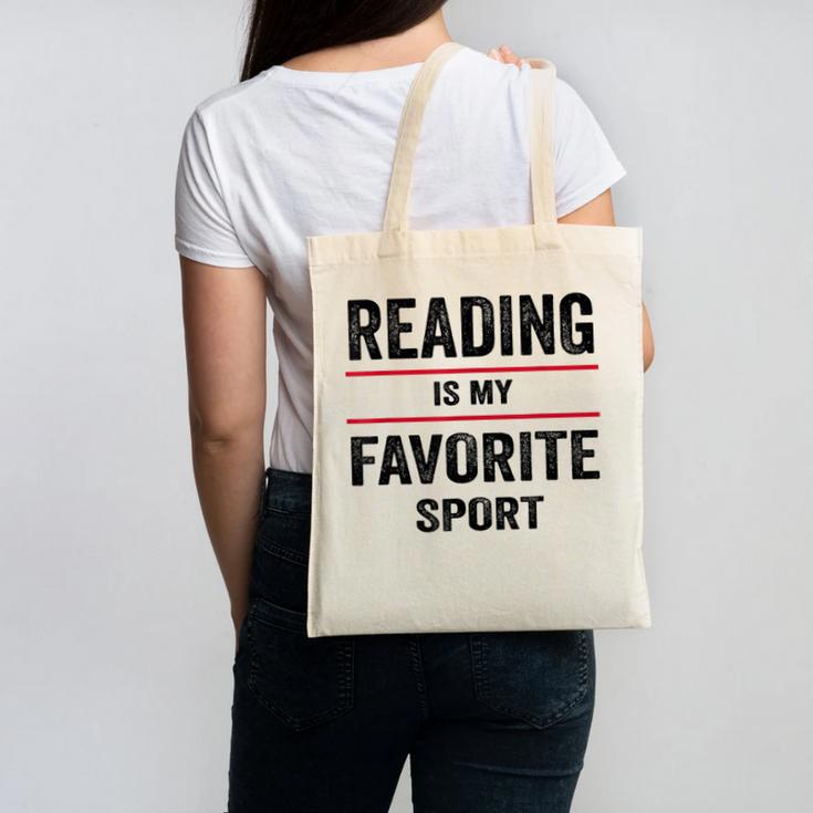 Reading Is My Favorite Sport Book Lover Quote Canvas Tote Bag