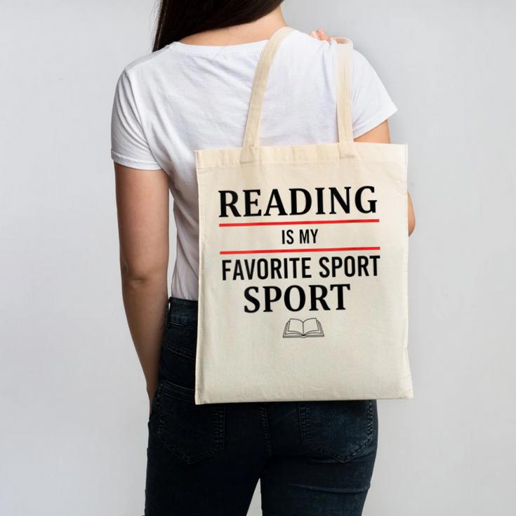 Reading Is My Favorite Sport Book Lover Saying Quote Canvas Tote Bag