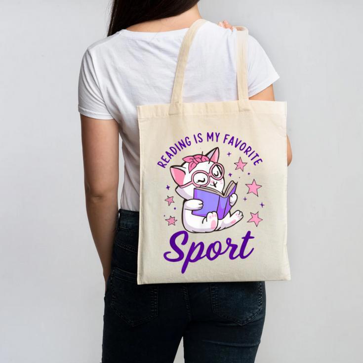 Reading Is My Favorite Sport Saying Quote Book Lovers Canvas Tote Bag