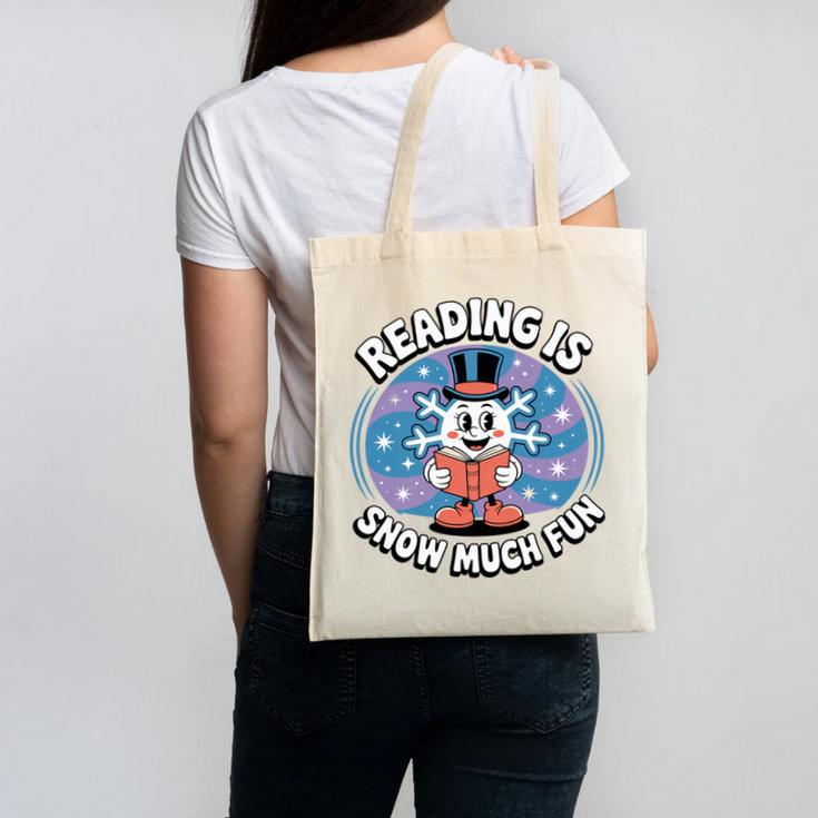 Reading Is Snow Much Fun Snowflake Book Lovers Winter Theme Premium Tri-Blend Canvas Tote Bag
