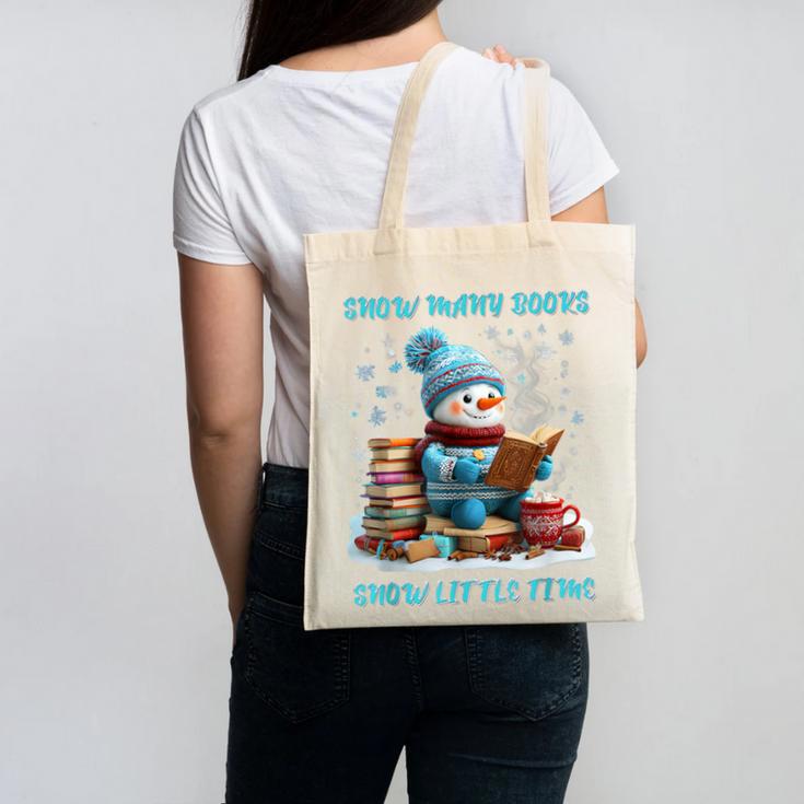 Reading Snow So Many Books Christmas Snow Little Time Canvas Tote Bag