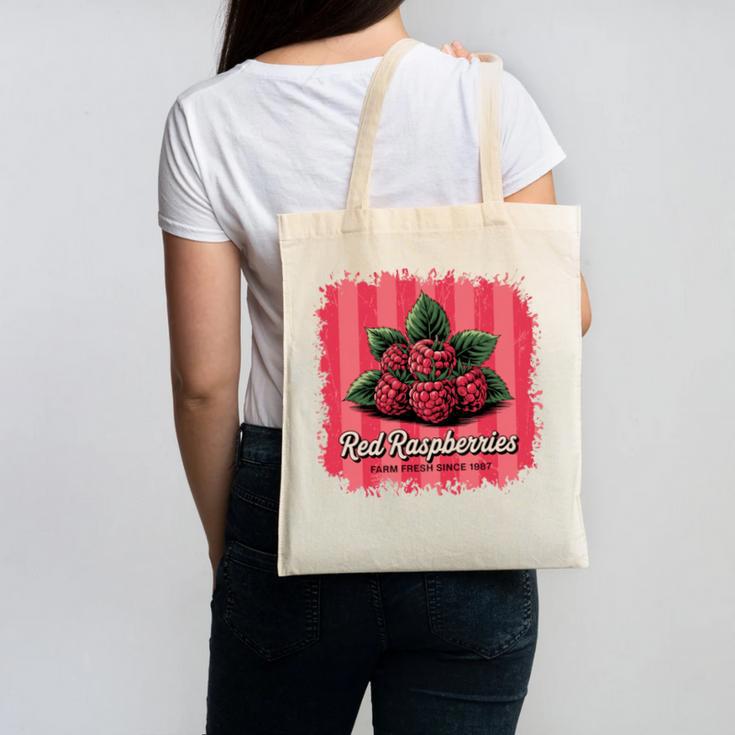 Red Raspberries Farm Fresh Since 1987 Nostalgia Canvas Tote Bag