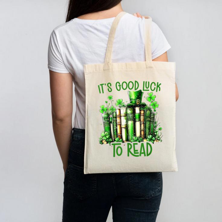Retro Book Lucky Reading Teacher St Patrick's Day -Adults Small Cotton Blend Polyester Blend Short Sleeve Canvas Tote Bag