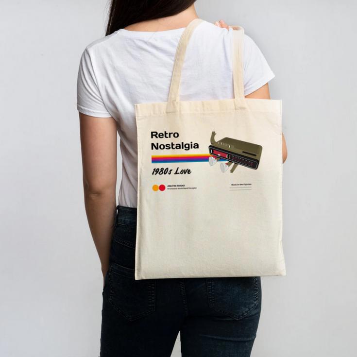 Retro Nostalgia 1980s Love Graphic Premium Tri-Blend Canvas Tote Bag